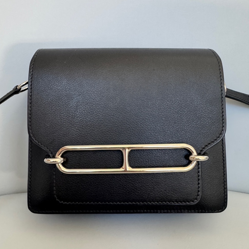 Hermes Roulis Mini Crossbody Bag in Black with Silver Hardware